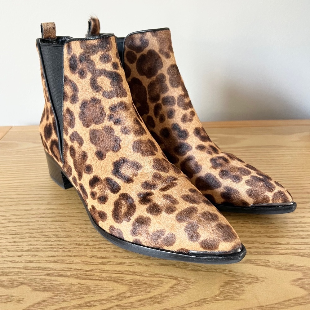 Marc Fisher Yale Chelsea Ankle Boots - Calf Hair - Animal Print - Leopard